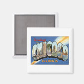 Aimant Bonjour De Chicago Illinois (Recto/Verso)