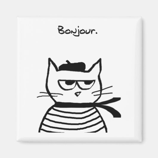 Aimant Bonjour French Cat Funny (Devant)