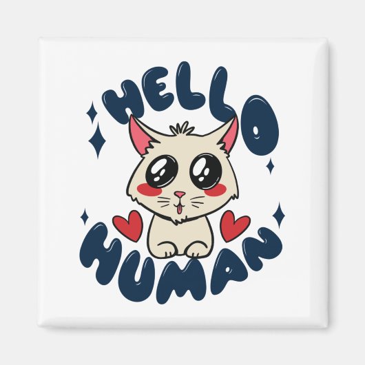 Aimant Bonjour homme Cute Cat (Devant)