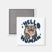 Aimant Bonjour homme migre chien (Recto/Verso)