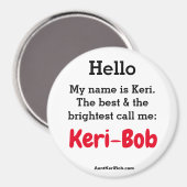 Aimant Bonjour, je m'appelle Keri (Recto/Verso)