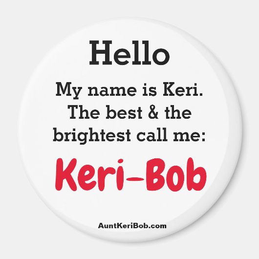 Aimant Bonjour, je m'appelle Keri (Devant)