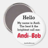 Aimant Bonjour Mon nom est Andi (Recto/Verso)