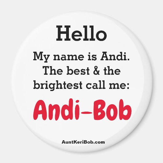 Aimant Bonjour Mon nom est Andi (Devant)