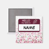 Aimant Bonjour Nom Badge Vins Pois Customisés (Recto/Verso)