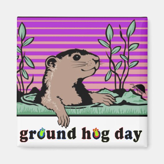 Aimant Bonjour, Ombre de Groundhog - (Devant)