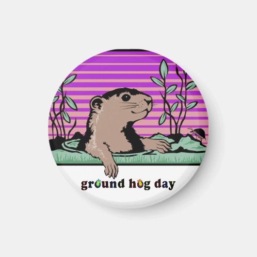 Aimant Bonjour, Ombre de Groundhog - (Devant)