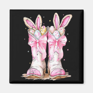 Aimant Bonjour Pâques Western Lapin de Pâques Bottes de C