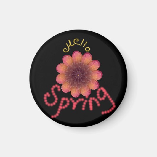 Aimant Bonjour Printemps - Fleur Rose et Orange Texturée (Devant)