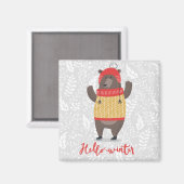 Aimant Bonjour Saison d'hiver Salutation Illustration Our (Recto/Verso)