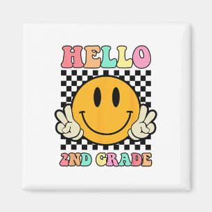 Aimant Bonjour visage souriant hippie de 2e année Ck reto