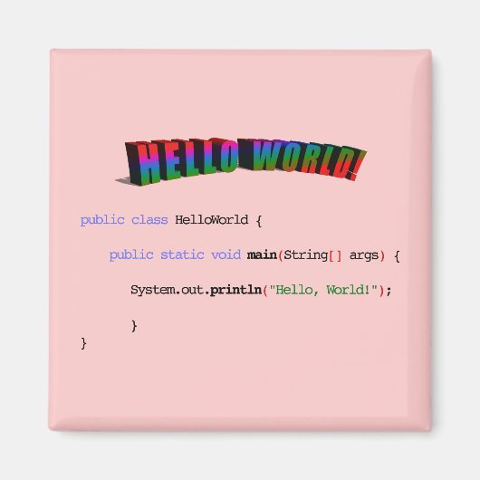 Aimant Bonjour World geek saluant Java (Devant)