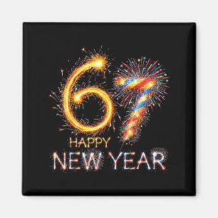 Aimant Bonne année 2026 67e anniversaire Feu d'artifice N