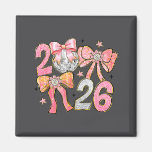Aimant Bonne année 2026 Boule disco Coquette Nouvel An
