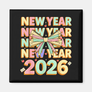 Aimant Bonne année 2026 Coquette Nœuds Nouvel An Enseigna