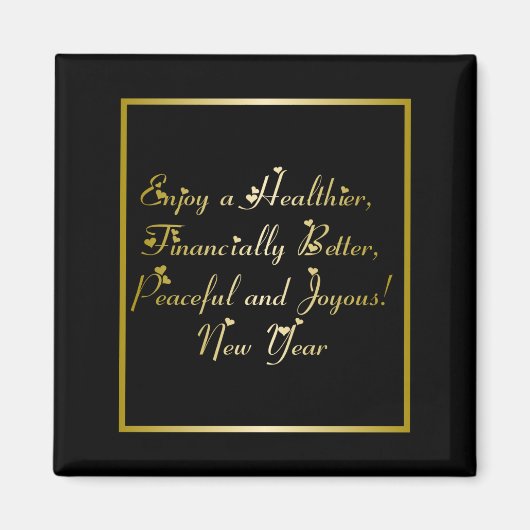 Aimant Bonne année avec les coeurs (Devant)