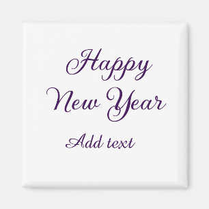 Aimant Bonne année calligraphie violette simple minimale