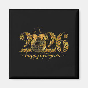 Aimant Bonne Année Joli Disque Doré Disco Nœud Nouvel An
