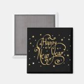 Aimant Bonne année noir et or (Recto/Verso)