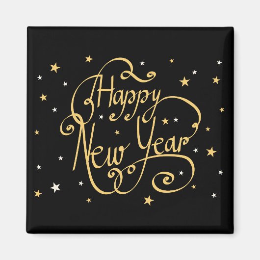 Aimant Bonne année noir et or (Devant)