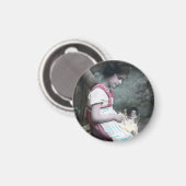 Aimant Bonne Année Vintage fille avec dollar (Recto/Verso)