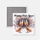 Aimant Bonne année, voeux de champagne (Recto/Verso)