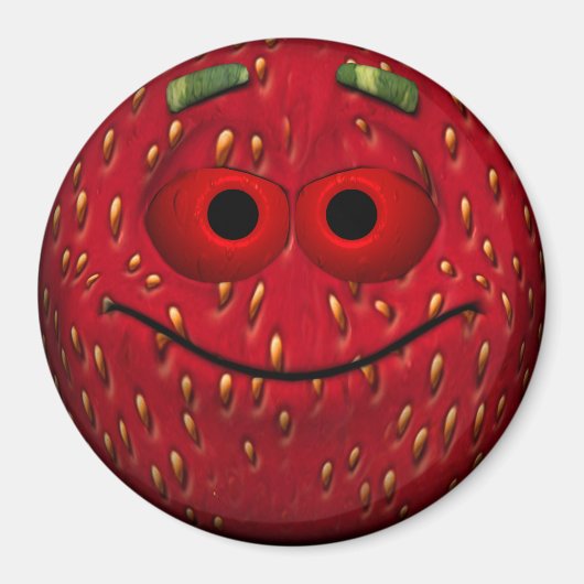 Aimant Bonne Emoticon aux fraises (Devant)