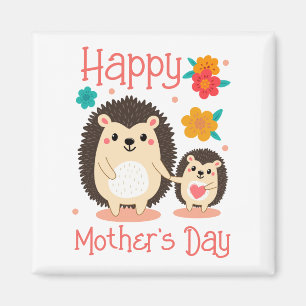 Aimant Bonne Fête des Mères Maman et Bébé Hérisson