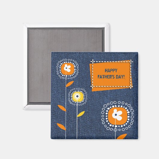 Aimant Bonne Fête des pères Denim Motif (Recto/Verso)