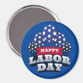 Aimant Bonne Fête du Travail Rouge Blanc Bleu Étoiles (Recto/Verso)
