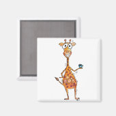 Aimant Bonne Giraffe Whimsical Boire Café (Recto/Verso)