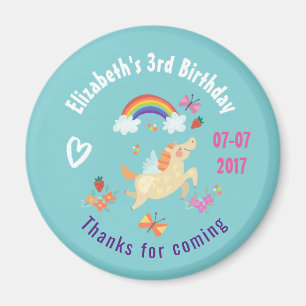 Aimant Bonne licorne avec nuages arc-en-ciel Merci annive