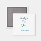Aimant Bonne nouvelle année ajouter nom amour bleu simple (Recto/Verso)