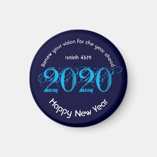 Aimant Bonne nouvelle année RENOUVELLE VISION 2020 BLEUE 