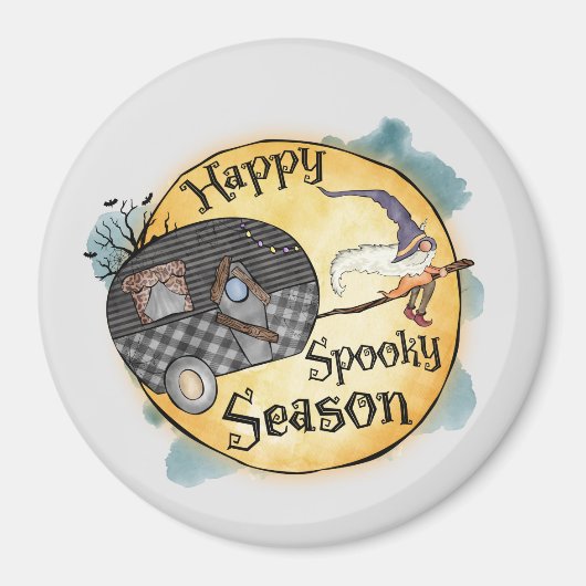 Aimant Bonne saison Éffrayante | Halloween Camping (Devant)