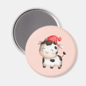 Aimant Bonne vache dans un Casquette rouge mignon (Recto/Verso)