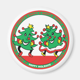 Aimant Bonnes fêtes arbres de Noël drôles de danse