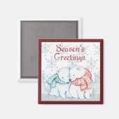 Aimant Bonnes Fêtes Ours polaires (Recto/Verso)