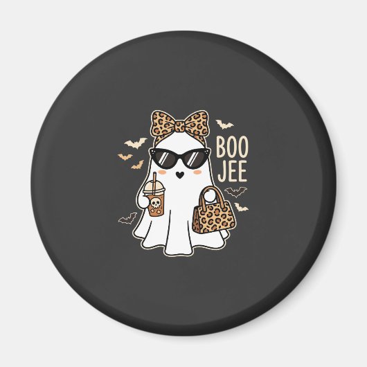 Aimant Boo Jee Cute Ghost Halloween Leopard Design_1 (Devant)