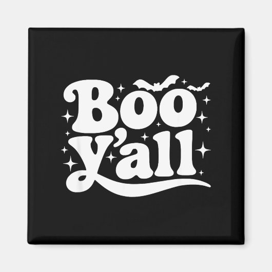 Aimant Boo Y'all Southern Retro Halloween Quote Saying Ba (Devant)