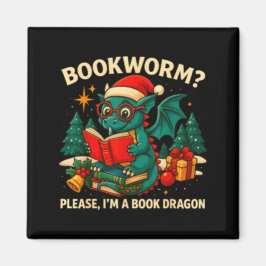 Aimant Book Dragon Christmas Reading Gift For Fantasy Lov (Devant)