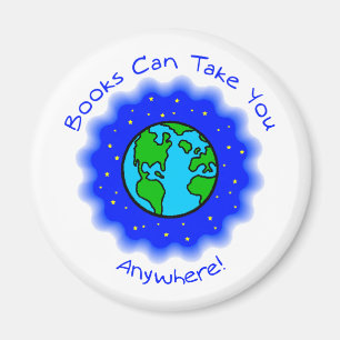 Aimant Books Can Take You Magnets, 2 formes, 4 tailles