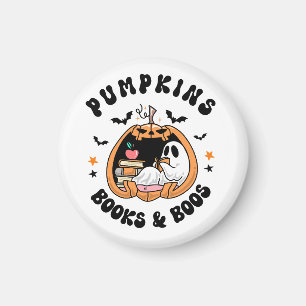 Aimant Bookworm Cute Ghost Citrouilles Livres et Livres