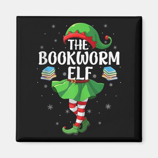 Aimant Bookworm Elf Christmas Girls Women Elf Squad Xmas (Devant)