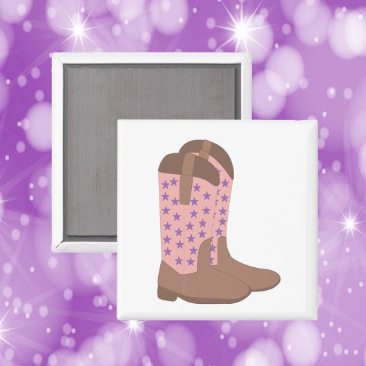 Aimant Boots de Cowboy Étoiles rose Brown et violet