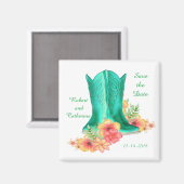 Aimant Boots Et Fleurs De Cowboy Mariages Occidentaux Sau (Recto/Verso)