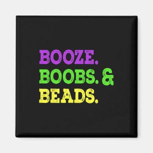 Aimant Booze Breast Beads Funny Mardi Gras Carnival Party