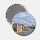 Aimant Bord de rivière de Prague, République tchèque, voy (Recto/Verso)