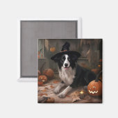 Aimant Border Collie Citrouilles Halloween Épouvantable (Recto/Verso)