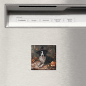 Aimant Border Collie Citrouilles Halloween Épouvantable (In Situ (Lave-vaisselle))